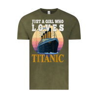 Vintage Olive ship just a girl who loves titanic boat titanic girls woman t shirt Vintage Tee - ArtMosaic