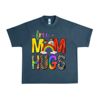Midnight Navy Free Mom Hugs with Butterflies Urban Heavy Tee - texasbilliewilder