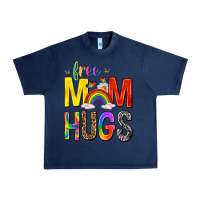 Navy Free Mom Hugs with Butterflies Urban Heavy Tee - texasbilliewilder