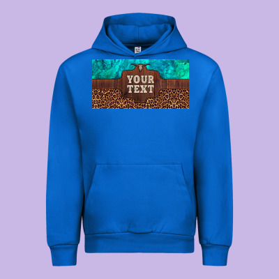 Preview Custom Name Turquoise Stone Leopard Bull Skull License Plate Urban Hoodie Designed By Artiststas
