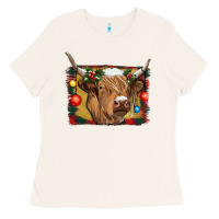 Bone highland cow christmas Ladies Tee - RanaPortraitStore