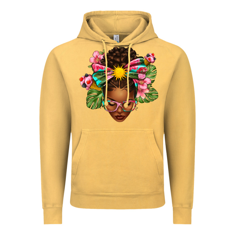 Afro Woman Summer Vintage Hoodie by texasbilliewilder | Teevron