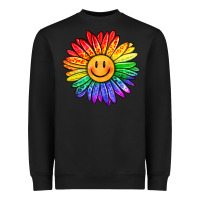 Black rainbow smiley face sunflower Heavyweight Sweatshirt - OliviaCreatesArt