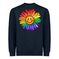 Navy rainbow smiley face sunflower Heavyweight Sweatshirt - OliviaCreatesArt