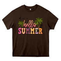 Chocolate Brown hello summer Heavy Core Tee - JahusDesignShop
