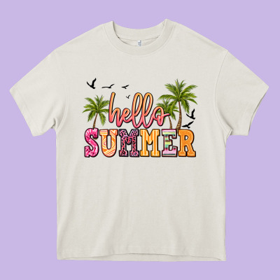 Hello Summer Heavy Core Tee Designed By Jahusdesignshop
