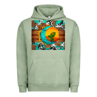 Pigment Oil Green sunflower desert cactus turquoise crescent Urban Hoodie - Artiststas