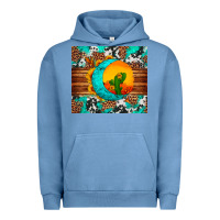 Pigment Pebble Blue sunflower desert cactus turquoise crescent Urban Hoodie - Artiststas