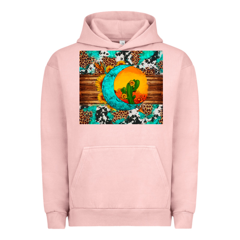 Sunflower Desert Cactus Turquoise Crescent Urban Hoodie by Artiststas | Teevron