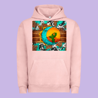 Sunflower Desert Cactus Turquoise Crescent Urban Hoodie Designed By Artiststas