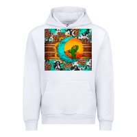 White sunflower desert cactus turquoise crescent Urban Hoodie - Artiststas
