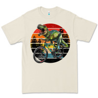 Bone t rex dinosaur riding bicycle with retro forest sunset Premium Tee - RanaPortraitStore