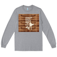 Heather Grey husband daddy gamer hero Long Sleeve Tee - TumblerDesignByShophia