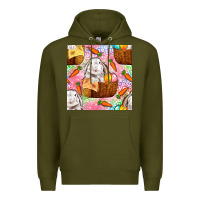 Army Green Easter Bunny With Hamper Seamless Pattern Premium Hoodie - BundleAndBundleShop