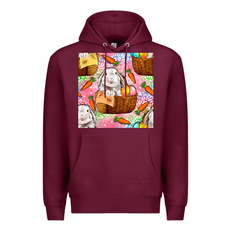 Easter Bunny With Hamper Seamless Pattern Premium Hoodie by BundleAndBundleShop | Teevron