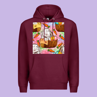 Easter Bunny With Hamper Seamless Pattern Premium Hoodie Designed By Bundleandbundleshop