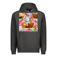 Charcoal Heather Easter Bunny With Hamper Seamless Pattern Premium Hoodie - BundleAndBundleShop