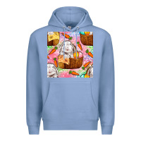 Colony Blue Easter Bunny With Hamper Seamless Pattern Premium Hoodie - BundleAndBundleShop