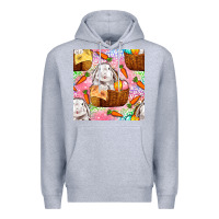 Heather Grey Easter Bunny With Hamper Seamless Pattern Premium Hoodie - BundleAndBundleShop
