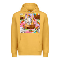 Mustard Easter Bunny With Hamper Seamless Pattern Premium Hoodie - BundleAndBundleShop