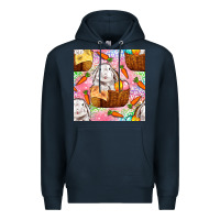 Navy Easter Bunny With Hamper Seamless Pattern Premium Hoodie - BundleAndBundleShop
