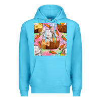 Ocean Blue Easter Bunny With Hamper Seamless Pattern Premium Hoodie - BundleAndBundleShop