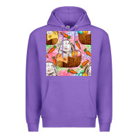 Purple Easter Bunny With Hamper Seamless Pattern Premium Hoodie - BundleAndBundleShop