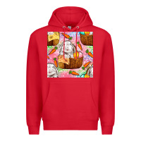 Red Easter Bunny With Hamper Seamless Pattern Premium Hoodie - BundleAndBundleShop