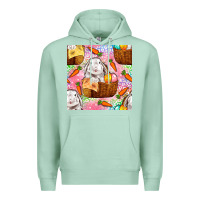Seafoam Easter Bunny With Hamper Seamless Pattern Premium Hoodie - BundleAndBundleShop