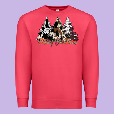 Merry Christmas Cowhide Trees Premium Sweatshirt Designed By Cowhidedigitalart