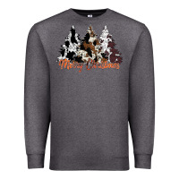Charcoal Heather merry christmas cowhide trees Premium Sweatshirt - CowhideDigitalArt