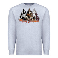 Heather Grey merry christmas cowhide trees Premium Sweatshirt - CowhideDigitalArt