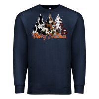 Navy merry christmas cowhide trees Premium Sweatshirt - CowhideDigitalArt