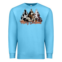 Ocean Blue merry christmas cowhide trees Premium Sweatshirt - CowhideDigitalArt