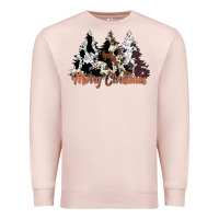 Pale Pink merry christmas cowhide trees Premium Sweatshirt - CowhideDigitalArt