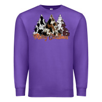 Purple merry christmas cowhide trees Premium Sweatshirt - CowhideDigitalArt