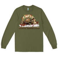 Army Green Merry christmas skull Long Sleeve Tee - RanaPortraitStore