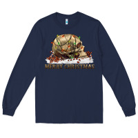 Navy Merry christmas skull Long Sleeve Tee - RanaPortraitStore