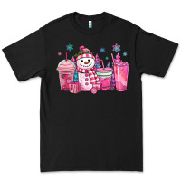 Black pink christmas snowman coffee cups Premium Tee - MaliasSmallBusiness