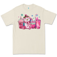 Bone pink christmas snowman coffee cups Premium Tee - MaliasSmallBusiness