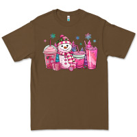 Cacao pink christmas snowman coffee cups Premium Tee - MaliasSmallBusiness