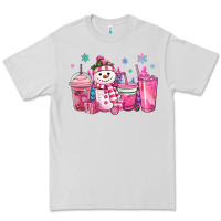 Dove Grey pink christmas snowman coffee cups Premium Tee - MaliasSmallBusiness