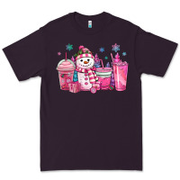 Plum pink christmas snowman coffee cups Premium Tee - MaliasSmallBusiness