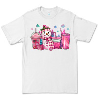 White pink christmas snowman coffee cups Premium Tee - MaliasSmallBusiness