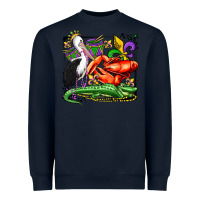 Navy mardi gras pelican crawfish crocodile Heavyweight Sweatshirt - OliviaCreatesArt