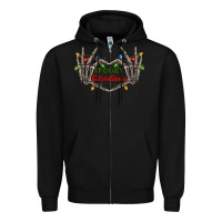 Black spooky christmas skeleton hands Zipper Hoodie - FaDigitalArtStudio