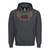 Smoke spooky christmas skeleton hands Zipper Hoodie - FaDigitalArtStudio