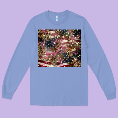 American Flag Leopard Pinktumbler Long Sleeve Tee Designed By Howdyjamesfarm