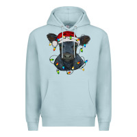 Blue Mist christmas baby black angus calf with lights Premium Hoodie - RanaPortraitStore