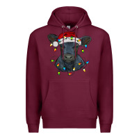 Burgundy christmas baby black angus calf with lights Premium Hoodie - RanaPortraitStore